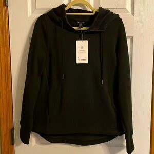 Athleta Cozy Karma 1/4 Zip Hoodie in Black SZ Small